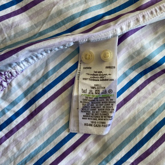 Ted Baker White Striped Button-Down Dress Shirt - Picture 8 of 13